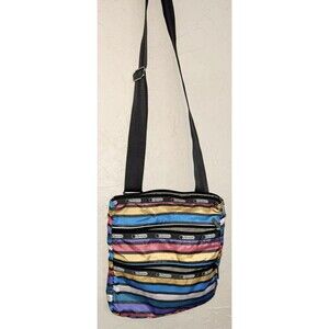 Le Sportsac Zippered Crossbody Bag Multicolor Stripes